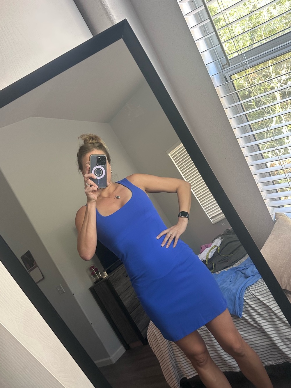 Susana Monaco Royal Blue Scoop Neck Mini Dress